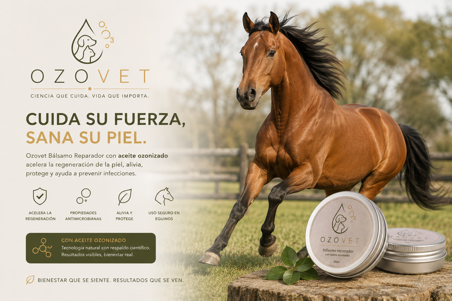 OZOVET aplicado en ganadería, con caballo