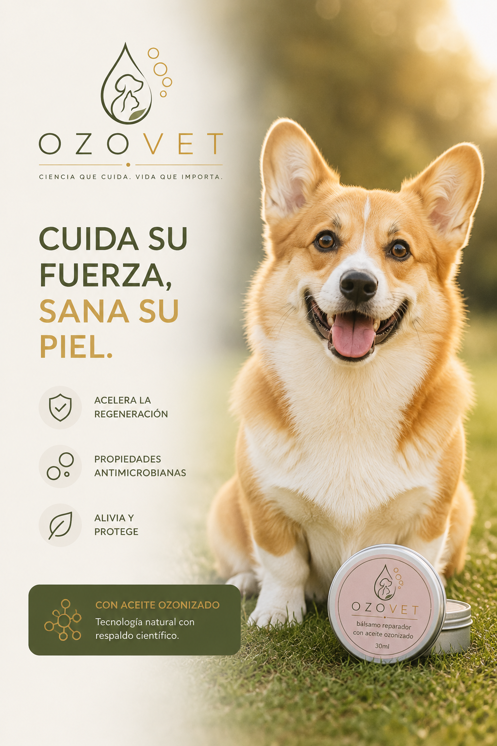 Fotografía de mascota con el producto OZOVET